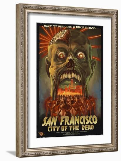 San Francisco City of the Dead Zombie Attack-Lantern Press-Framed Art Print