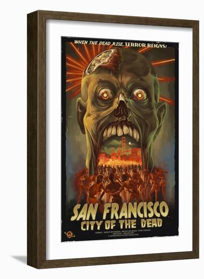 San Francisco City of the Dead Zombie Attack-Lantern Press-Framed Art Print