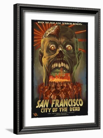 San Francisco City of the Dead Zombie Attack-Lantern Press-Framed Art Print