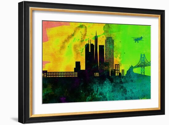 San Francisco City Skyline-NaxArt-Framed Premium Giclee Print