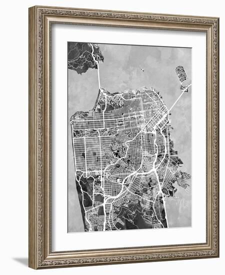 San Francisco City Street Map-Tompsett Michael-Framed Art Print