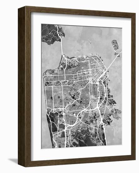 San Francisco City Street Map-Tompsett Michael-Framed Art Print