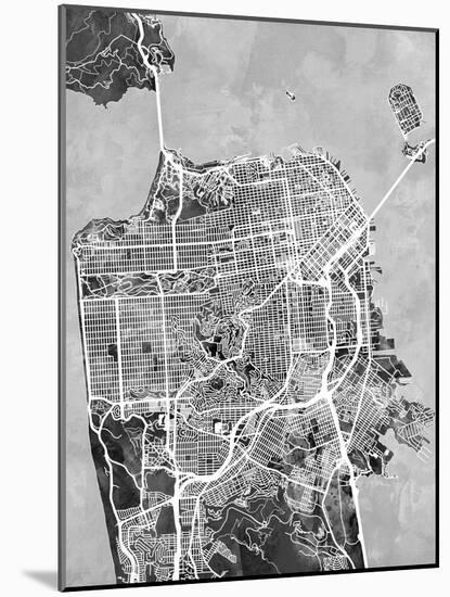 San Francisco City Street Map-Tompsett Michael-Mounted Art Print