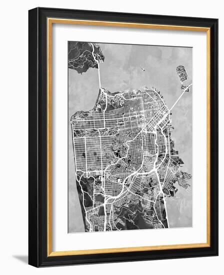 San Francisco City Street Map-Tompsett Michael-Framed Art Print