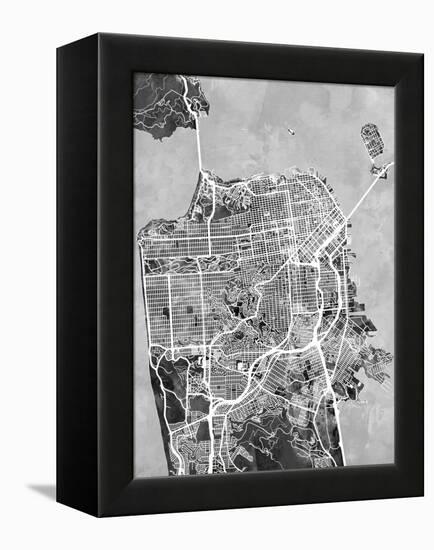 San Francisco City Street Map-Michael Tompsett-Framed Stretched Canvas