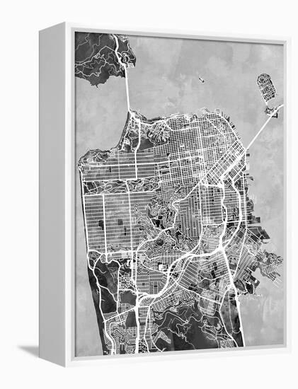San Francisco City Street Map-Michael Tompsett-Framed Stretched Canvas