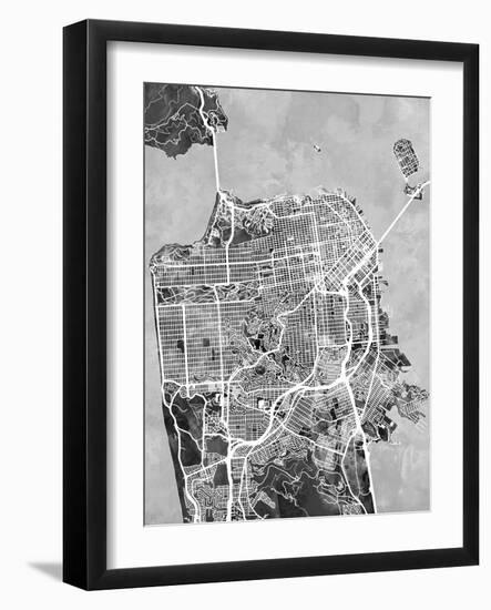 San Francisco City Street Map-Michael Tompsett-Framed Art Print