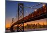 San Francisco Cityscape, Bay Bridge and Crescent Moon-Vincent James-Mounted Photographic Print