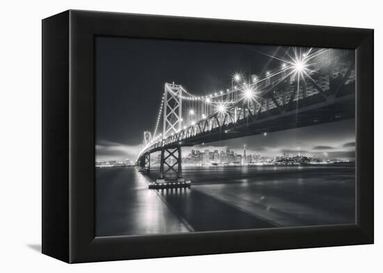 San Francisco Cityscape in Black and White, Bay Bridge-Vincent James-Framed Premier Image Canvas
