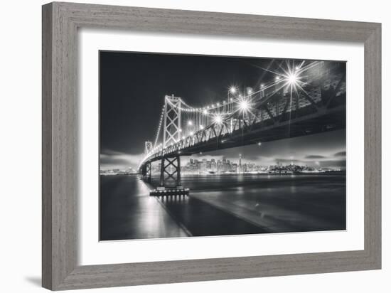 San Francisco Cityscape in Black and White, Bay Bridge-Vincent James-Framed Photographic Print