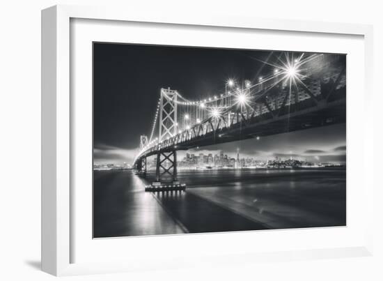 San Francisco Cityscape in Black and White, Bay Bridge-Vincent James-Framed Photographic Print