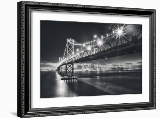 San Francisco Cityscape in Black and White, Bay Bridge-Vincent James-Framed Photographic Print