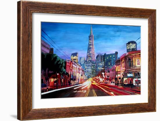 San Francisco - Columbus St with Cafe Vesuvio-Markus Bleichner-Framed Art Print