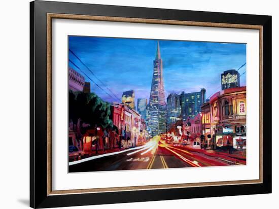 San Francisco - Columbus St with Cafe Vesuvio-Markus Bleichner-Framed Art Print