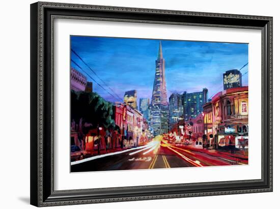 San Francisco - Columbus St with Cafe Vesuvio-Markus Bleichner-Framed Art Print