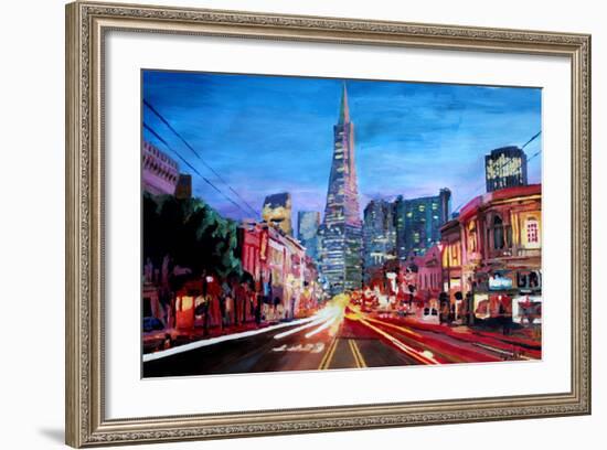 San Francisco - Columbus St with Cafe Vesuvio-Markus Bleichner-Framed Art Print