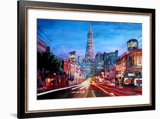 San Francisco - Columbus St with Cafe Vesuvio-Markus Bleichner-Framed Art Print