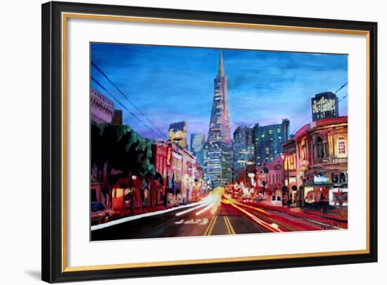 San Francisco - Columbus St with Cafe Vesuvio-Markus Bleichner-Framed Art Print