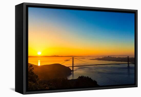 San Francisco Golden Gate Bridge Sunrise California USA from Marin Headlands-holbox-Framed Premier Image Canvas