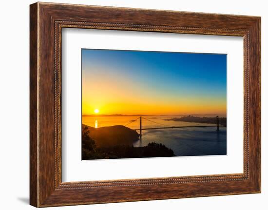 San Francisco Golden Gate Bridge Sunrise California USA from Marin Headlands-holbox-Framed Photographic Print