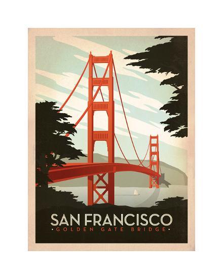 San Francisco: Golden Gate Bridge-Anderson Design Group-Framed Print Mount
