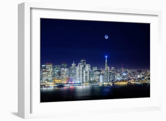 San Francisco Holiday Cityscape and Crescent Moon-Vincent James-Framed Photographic Print