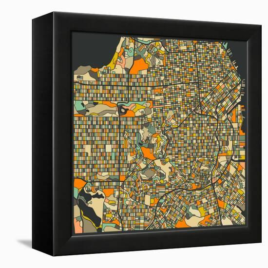 San Francisco Map-Jazzberry Blue-Framed Stretched Canvas