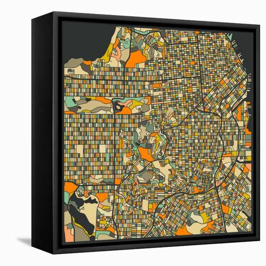 San Francisco Map-Jazzberry Blue-Framed Stretched Canvas