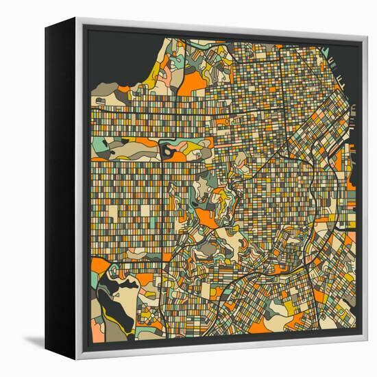 San Francisco Map-Jazzberry Blue-Framed Stretched Canvas