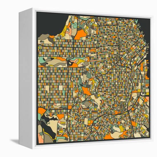 San Francisco Map-Jazzberry Blue-Framed Stretched Canvas