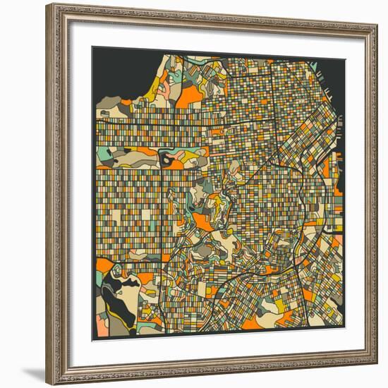 San Francisco Map-Jazzberry Blue-Framed Art Print