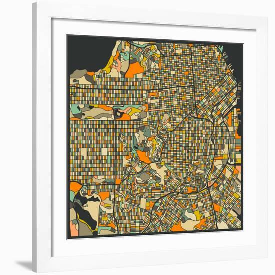 San Francisco Map-Jazzberry Blue-Framed Art Print