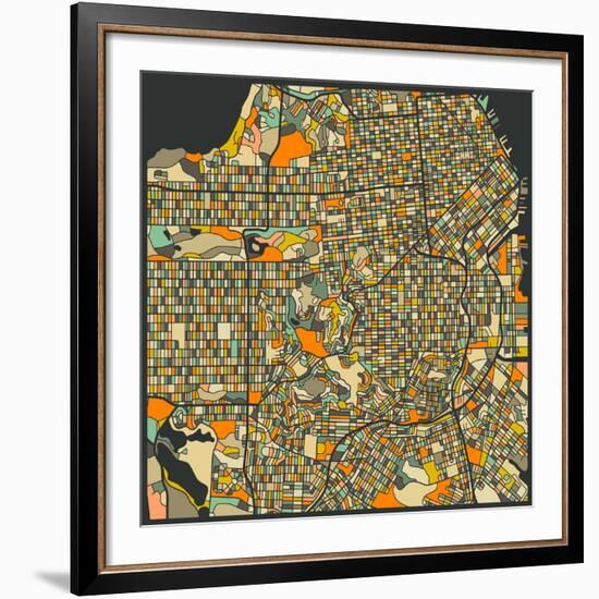 San Francisco Map-Jazzberry Blue-Framed Art Print