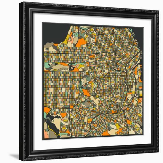 San Francisco Map-Jazzberry Blue-Framed Art Print