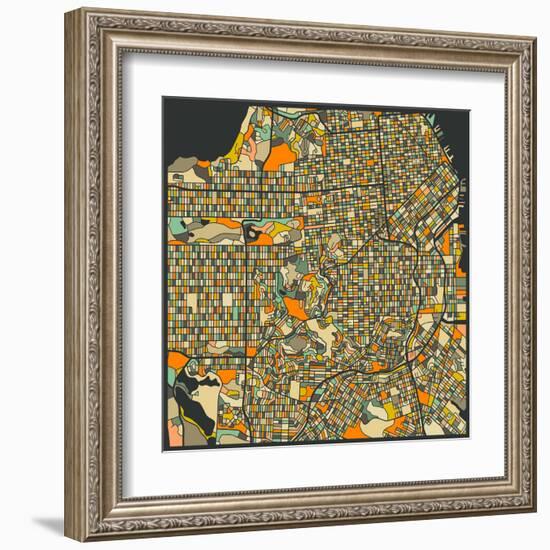 San Francisco Map-Jazzberry Blue-Framed Art Print