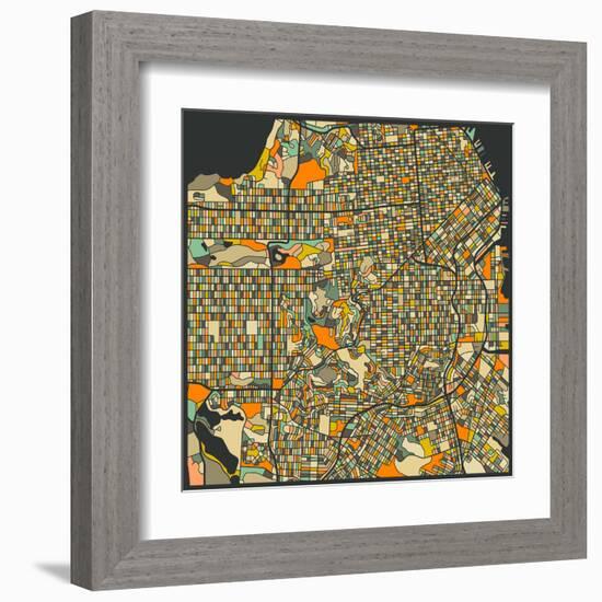 San Francisco Map-Jazzberry Blue-Framed Art Print