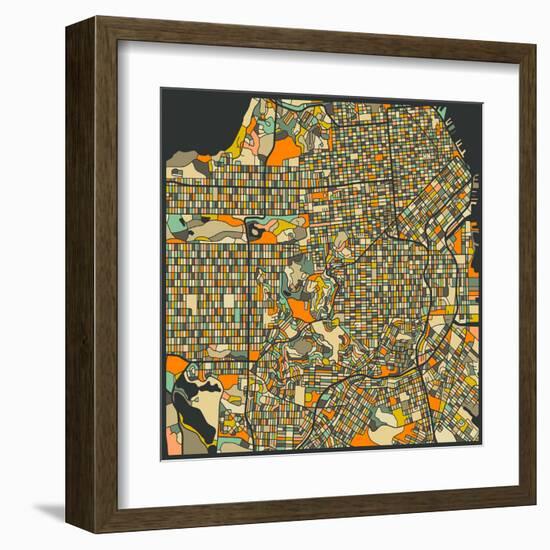 San Francisco Map-Jazzberry Blue-Framed Art Print