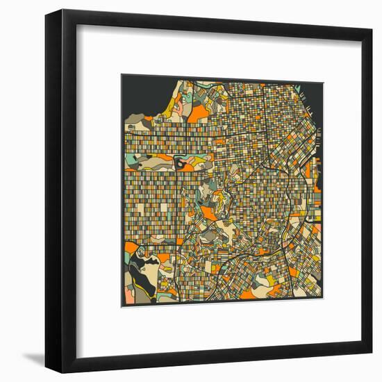 San Francisco Map-Jazzberry Blue-Framed Art Print