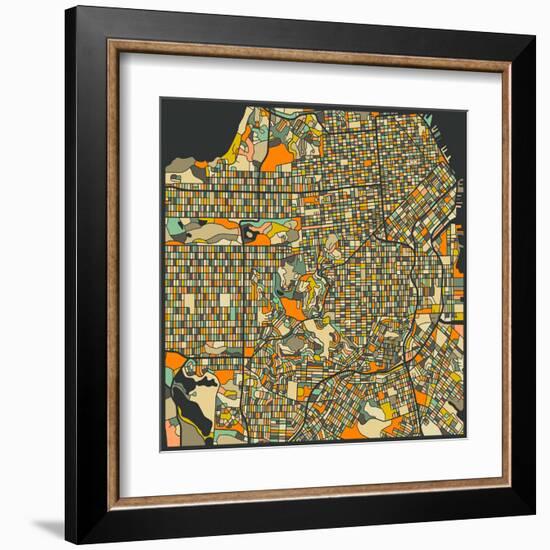 San Francisco Map-Jazzberry Blue-Framed Art Print