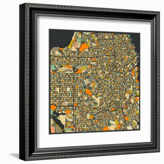 San Francisco Map-Jazzberry Blue-Framed Art Print