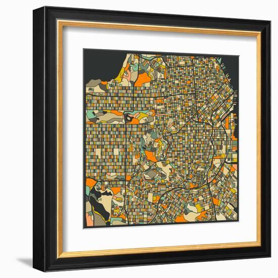 San Francisco Map-Jazzberry Blue-Framed Art Print