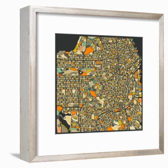 San Francisco Map-Jazzberry Blue-Framed Art Print