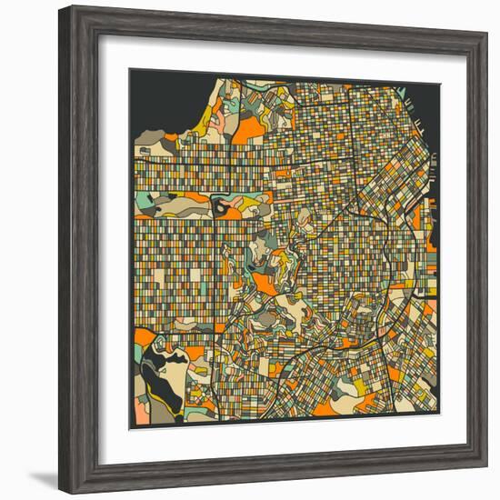 San Francisco Map-Jazzberry Blue-Framed Art Print