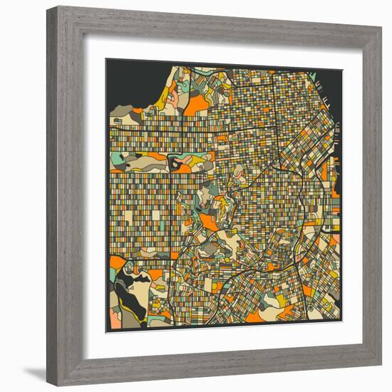 San Francisco Map-Jazzberry Blue-Framed Art Print