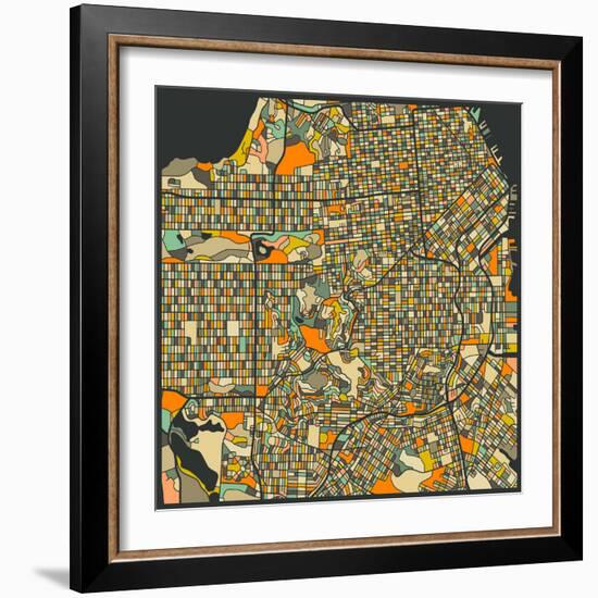 San Francisco Map-Jazzberry Blue-Framed Art Print