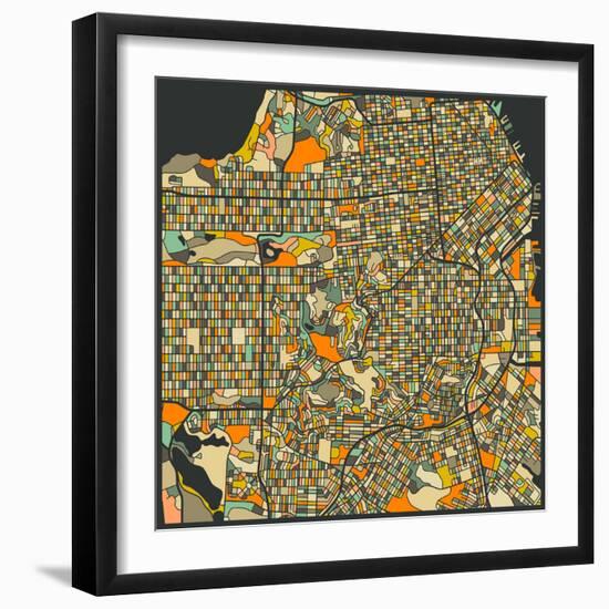 San Francisco Map-Jazzberry Blue-Framed Art Print