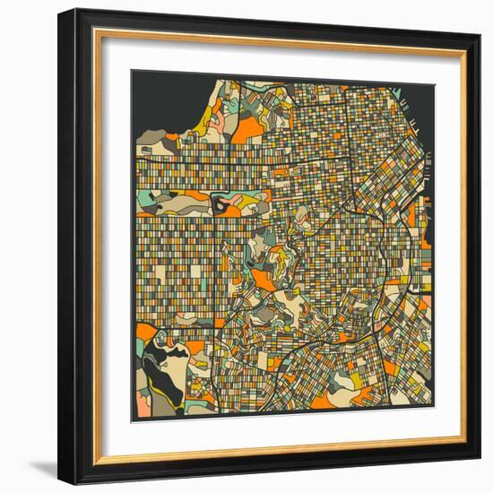 San Francisco Map-Jazzberry Blue-Framed Art Print