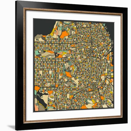 San Francisco Map-Jazzberry Blue-Framed Giclee Print