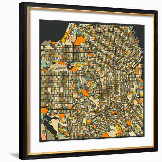 San Francisco Map-Jazzberry Blue-Framed Giclee Print