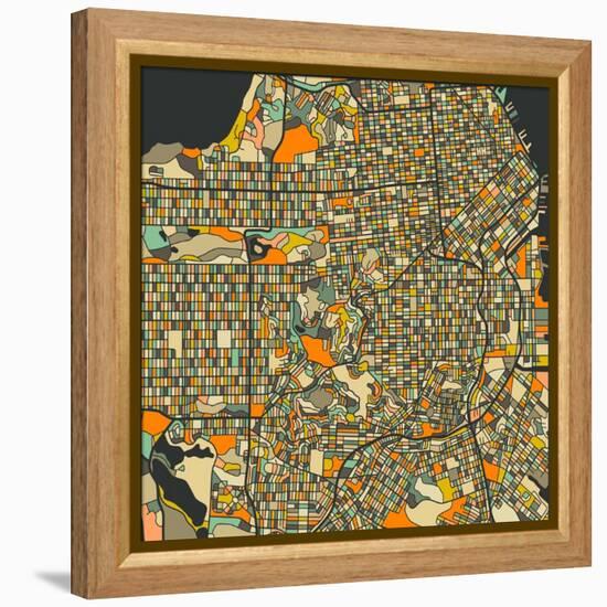 San Francisco Map-Blue Jazzberry-Framed Stretched Canvas